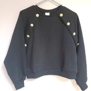 Zara Women's Size 13-14 Black Top with Golth tagsden Buttons - New with tags.